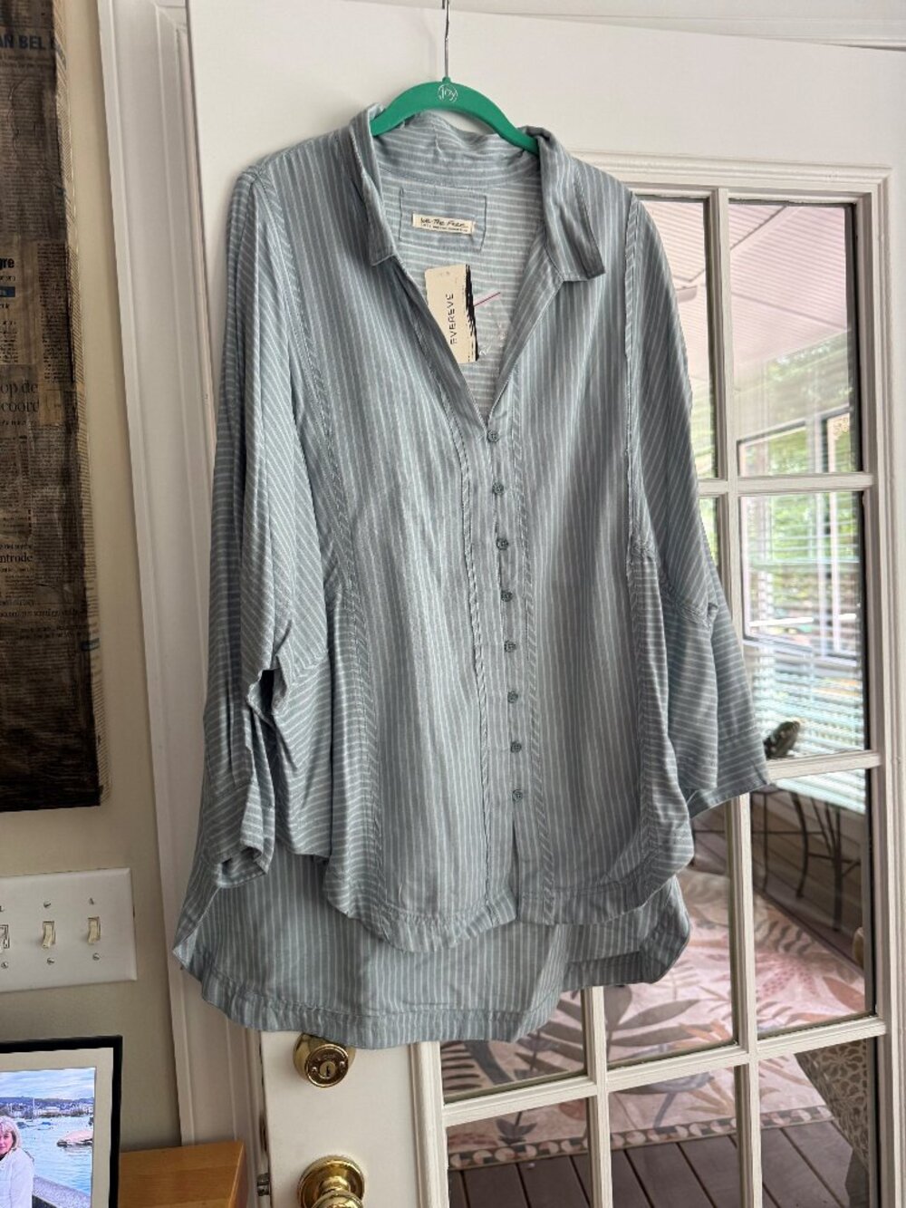 Free People One and Only Stripe Button Down shirt NWT
